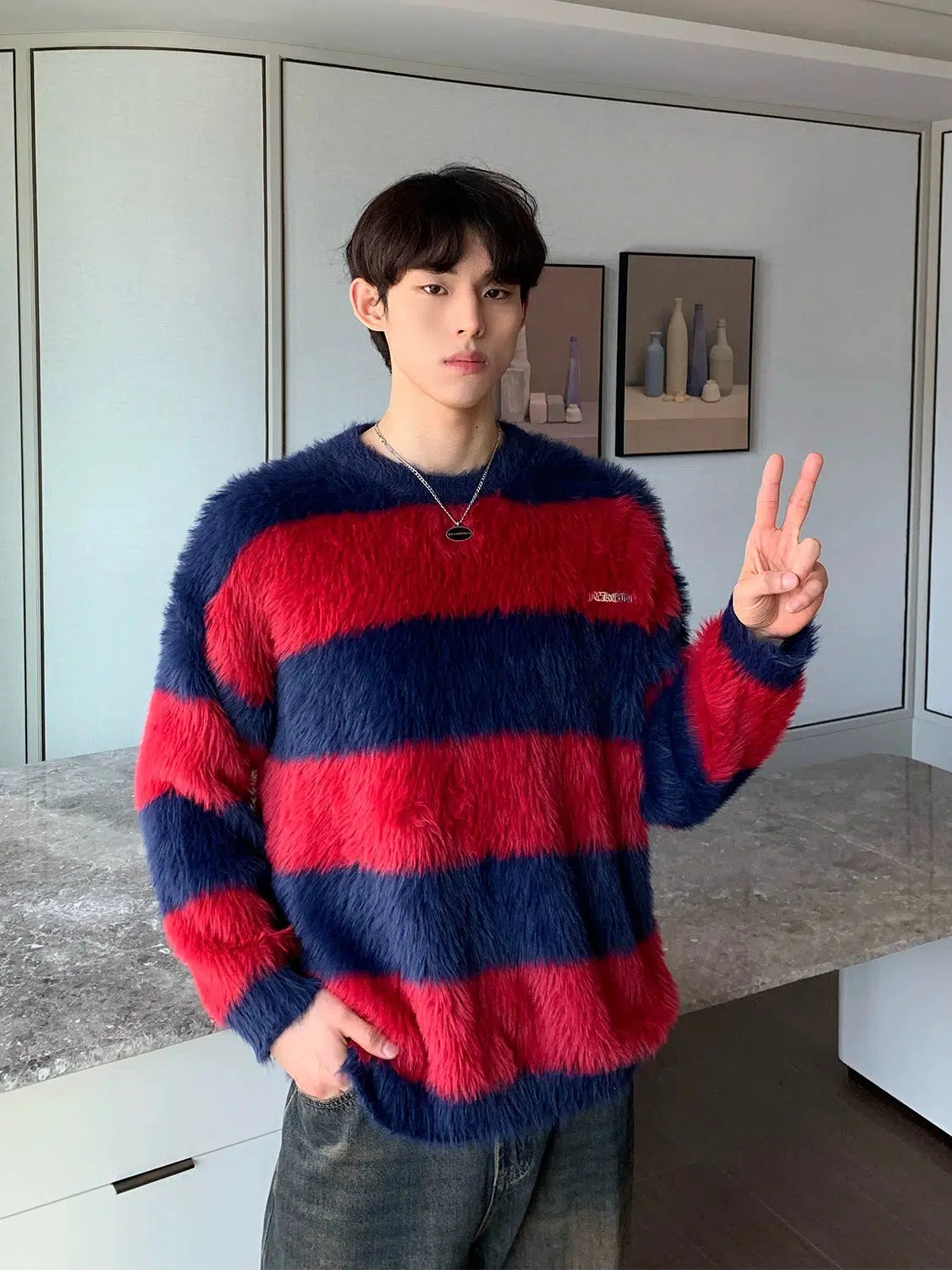 Maxct Striped Contrast Color Sweater