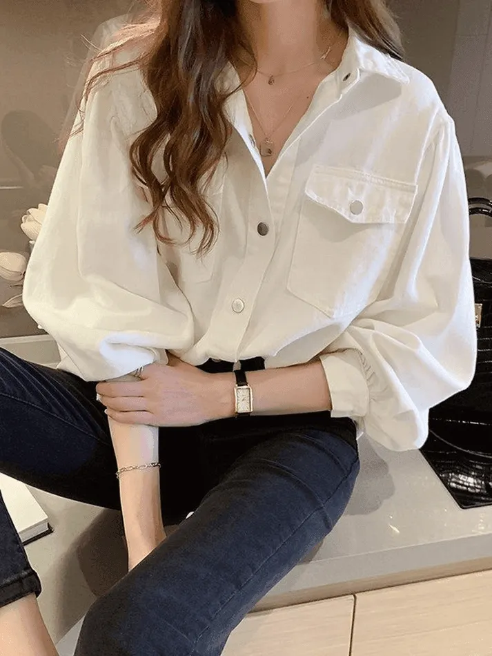 Maxct Pleated Oversized Long Sleeve Blouse