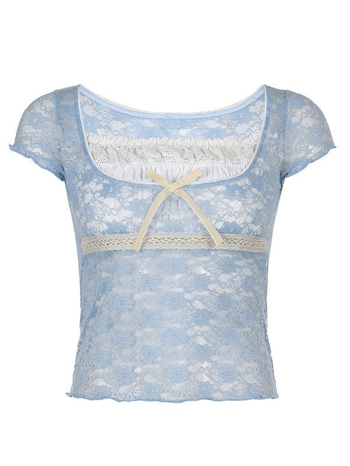 Maxct Lace Patchwork Crop Blouse