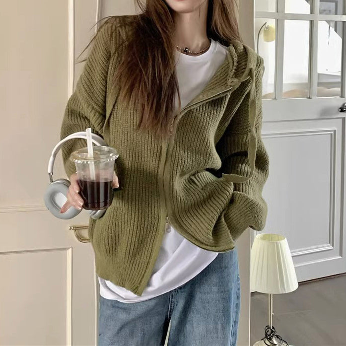 Hygge Knit Zip Up Hoodie Maxct