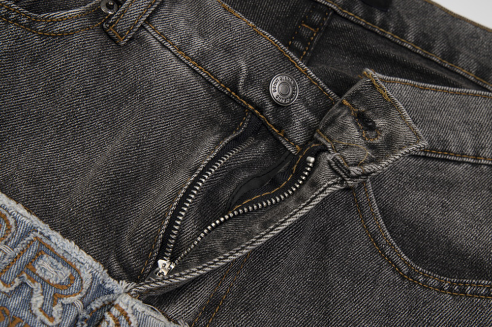 Jeans Pants for Men Straight Patchwork Streetwear Baggy Denim Trousers Unisex Cargos