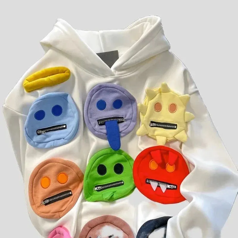 American Retro Smiley Hoodie Y2k E-Girl for Women Maxct