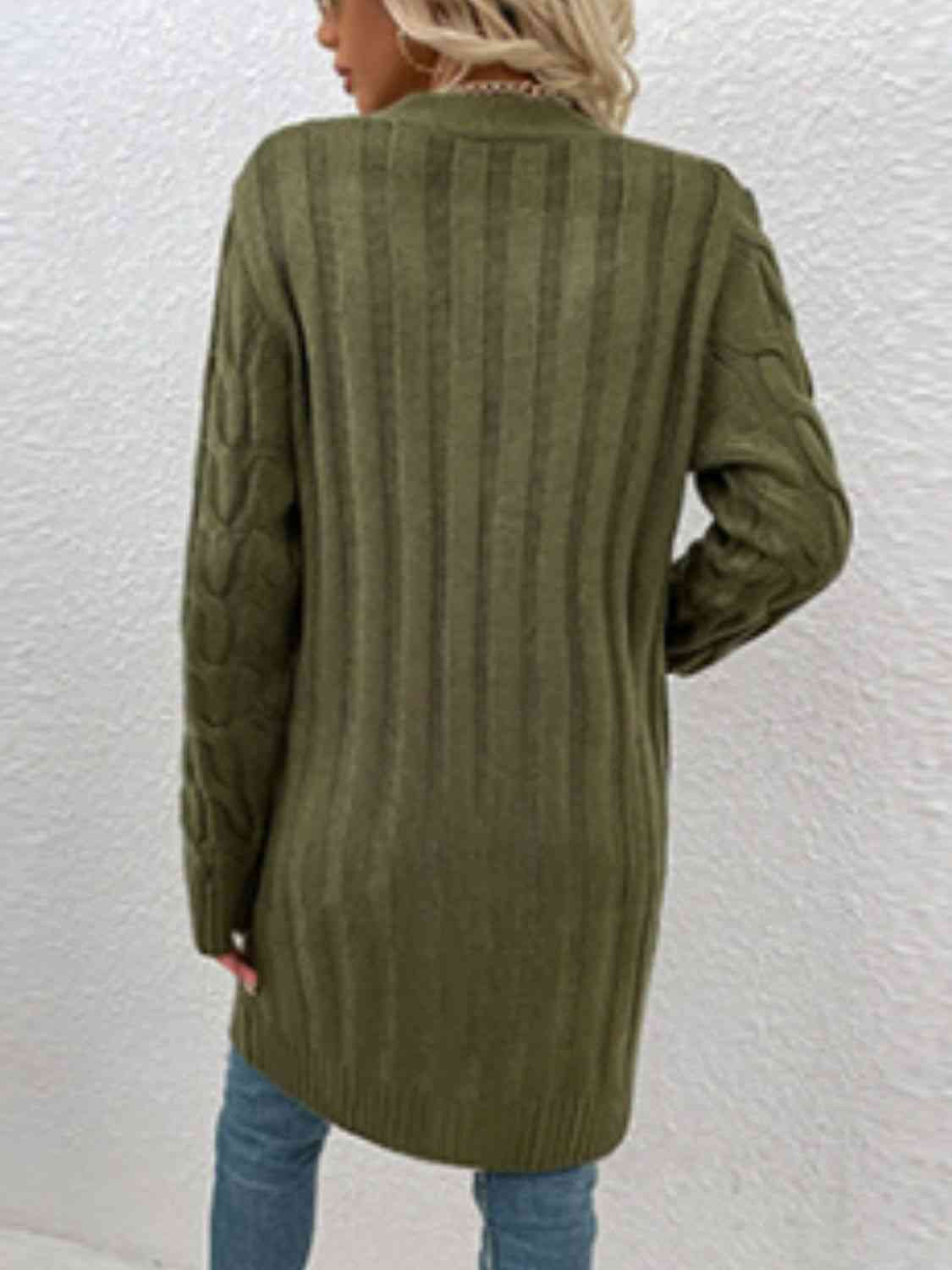 Maxct &Cable-Knit Button Down Cardigan with Pockets