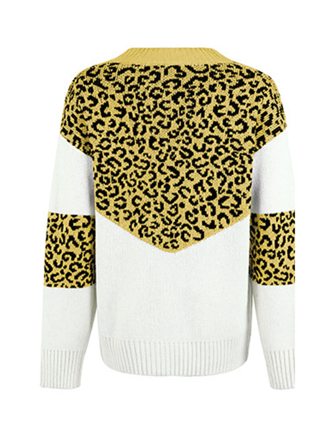 Maxct &Leopard V-Neck Dropped Shoulder Sweater