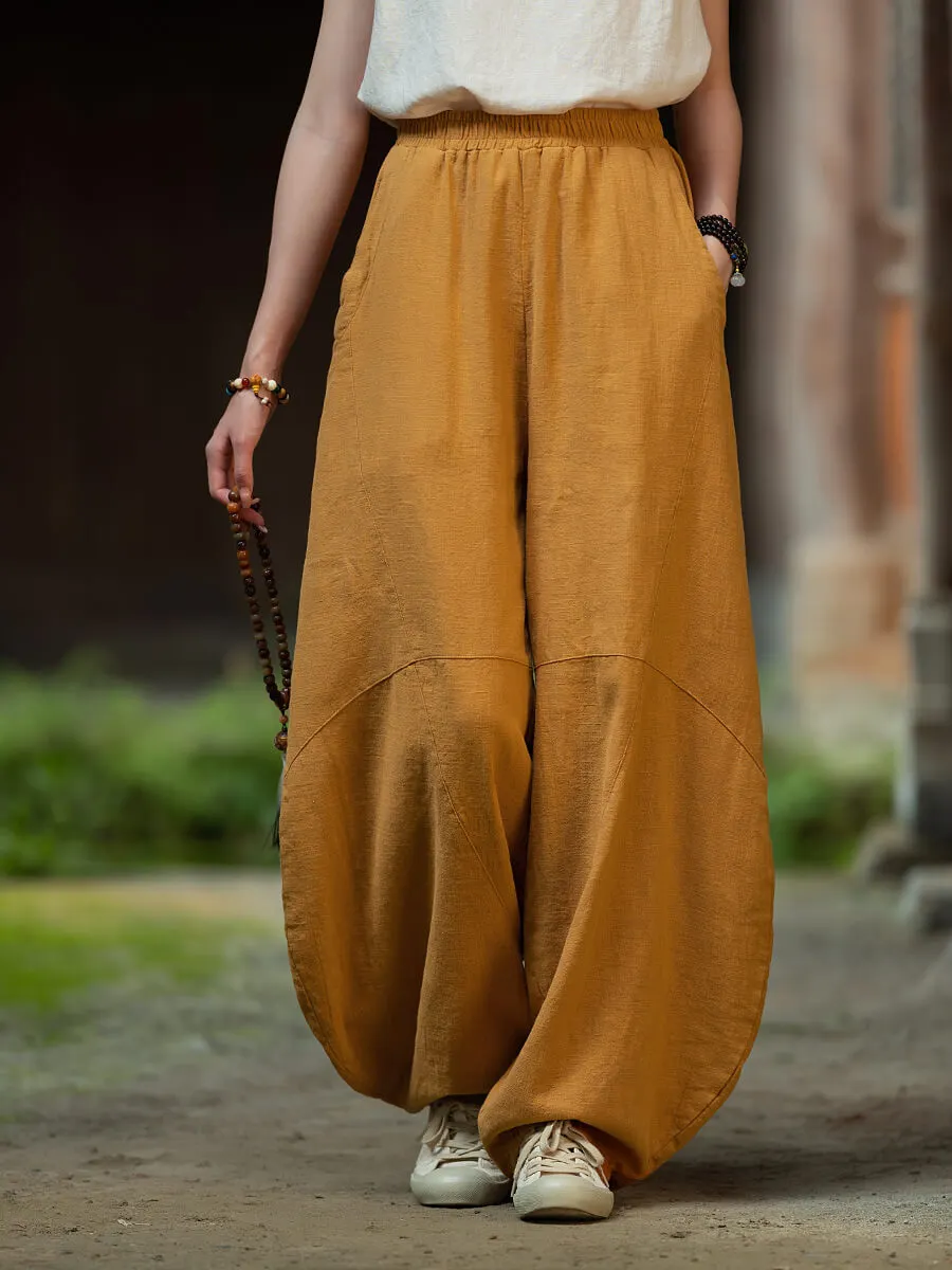 Maxct Women Summer Premium Ramie Lattern Pants