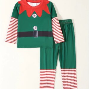 Christmas Clothing Two-piece Set Youngsters's Long-sleeved Pants Casual Two-piece Set, Perfect for Outdoor