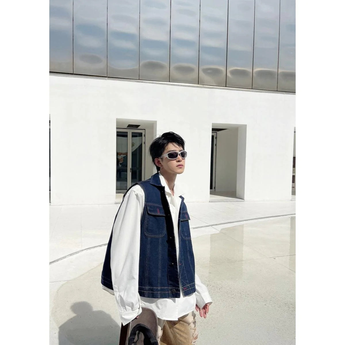 Maxct Dark Blue Denim Vest Jacket