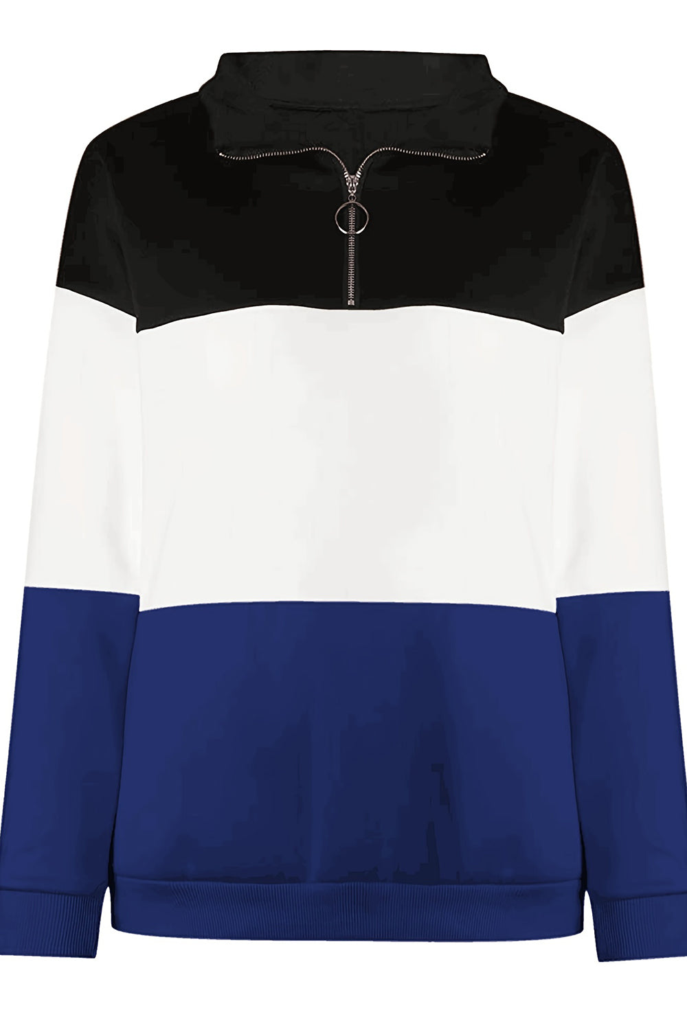 Maxct &Full Size Color Block Quarter Zip Long Sleeve Sweatshirt