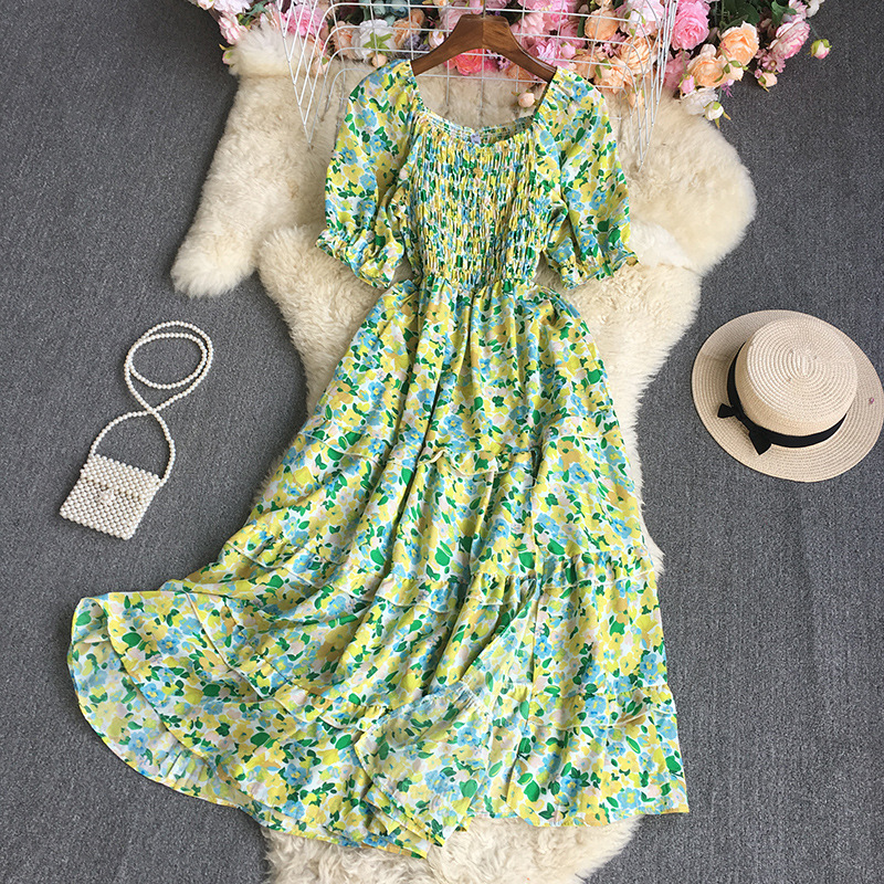Maxct Maxct Broken Flowers Tighten Short-Sleeved Dress