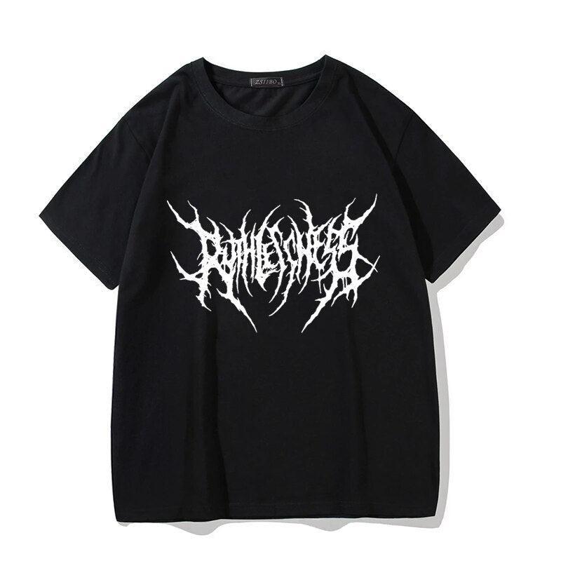 Maxct Women T-shirt Black Cotton Oversized T Shirt Express Hip-Hop Top Harajuku Retro Beautiful Gothic Graphic Punk Woman Clothes 703-0