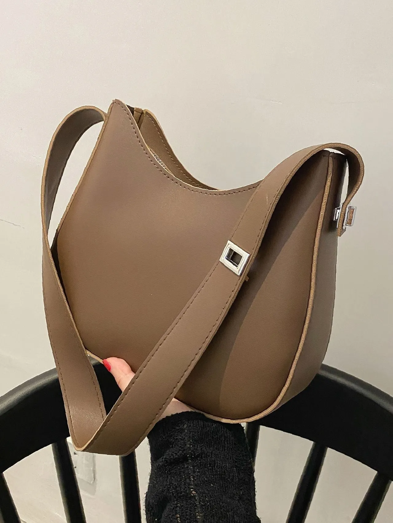 Bag For Love - Minimalist Metal Decor Baguette Bag  - Women Maxct Bags