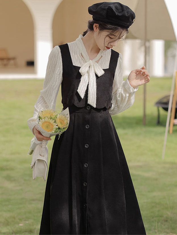Scallop Button Up Twofer Dress Maxct