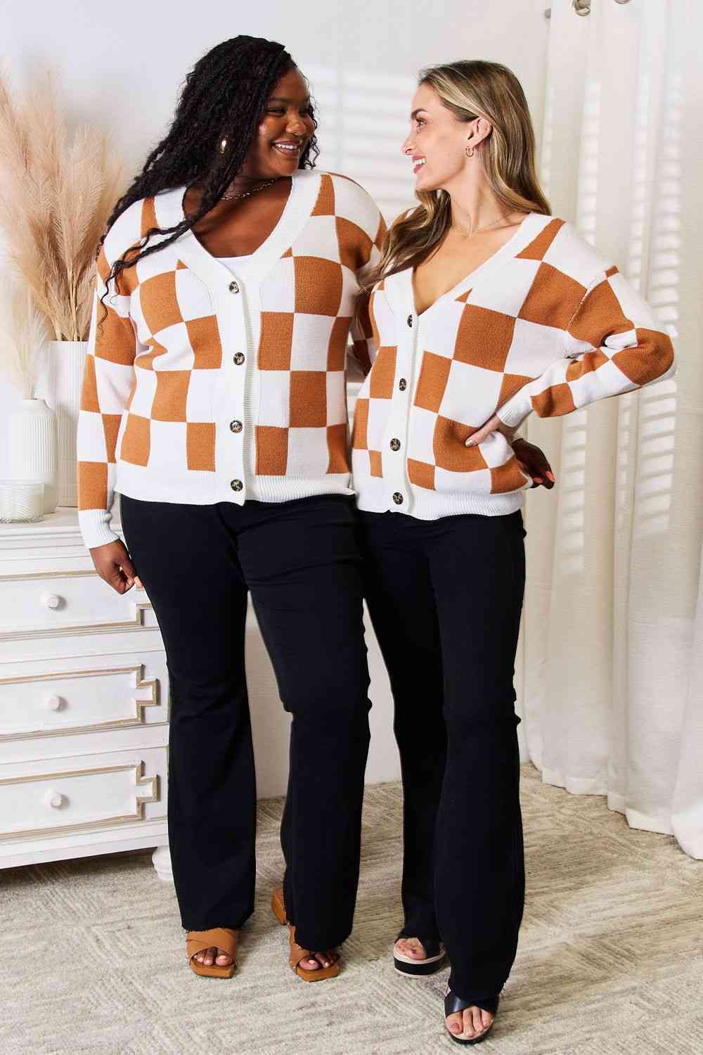 Maxct &Double Take Button-Up V-Neck Dropped Shoulder Cardigan