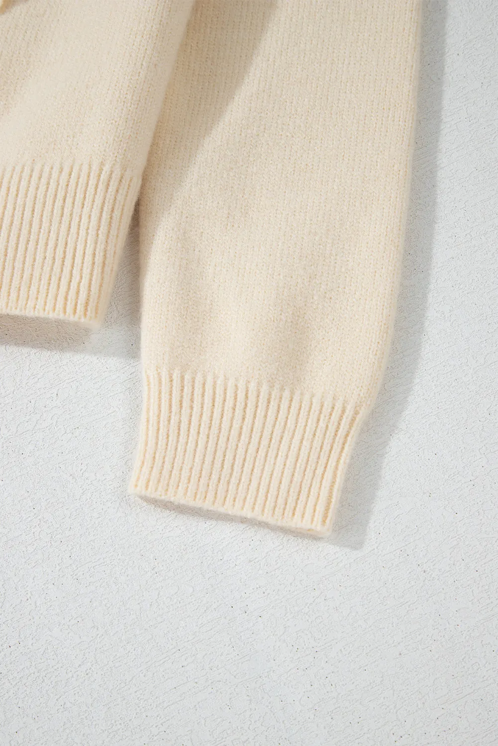 Maxct &Bowknot Front V Neck Long Sleeve Cardigan