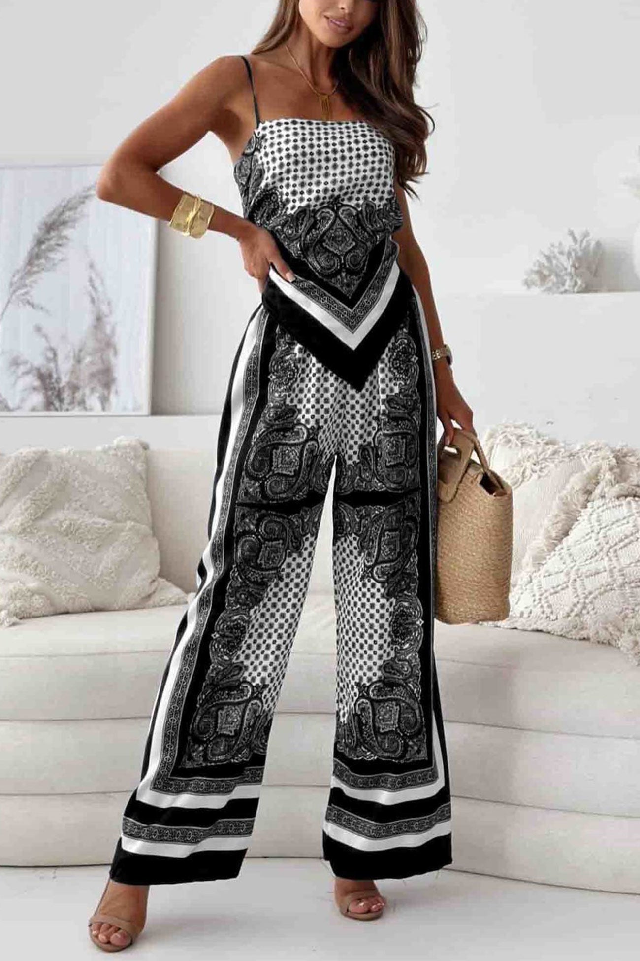 Maxct Printed Tie-back Cami Long Pants Set
