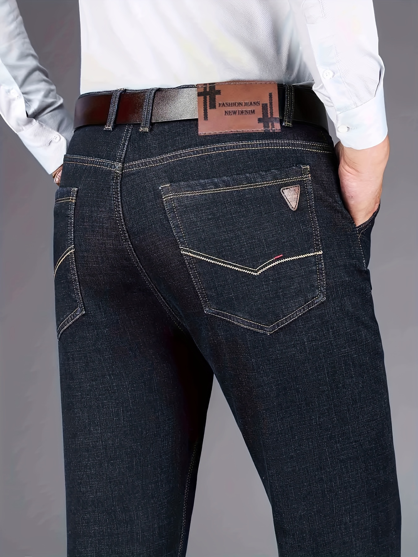 Chic Jeans For Business, Men's Semi-formal Stretch Dress Pants For All Seasons, Father's Gift