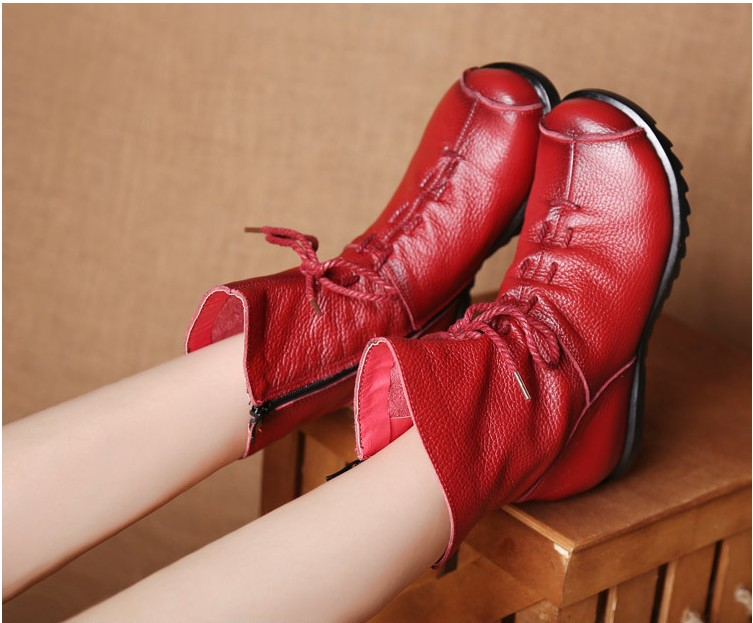 Genuine Leather Plush Boots - true deals club