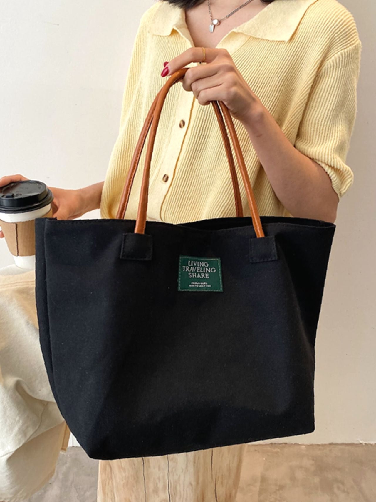Maxct - Patch Decor Shoulder Tote Bag  - Women Tote Bags