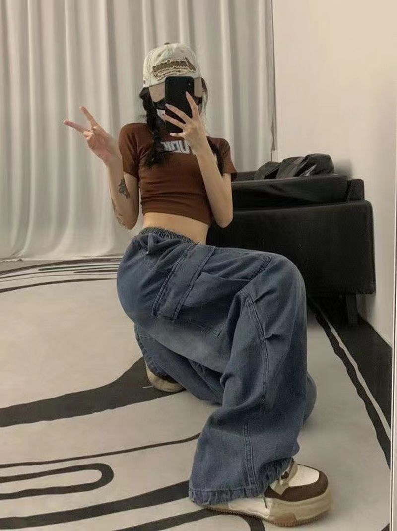 Y2K Baggy Cargo High Waist Wide Leg Pants Trousers Fairy Grunge Streetwear Women - true deals club