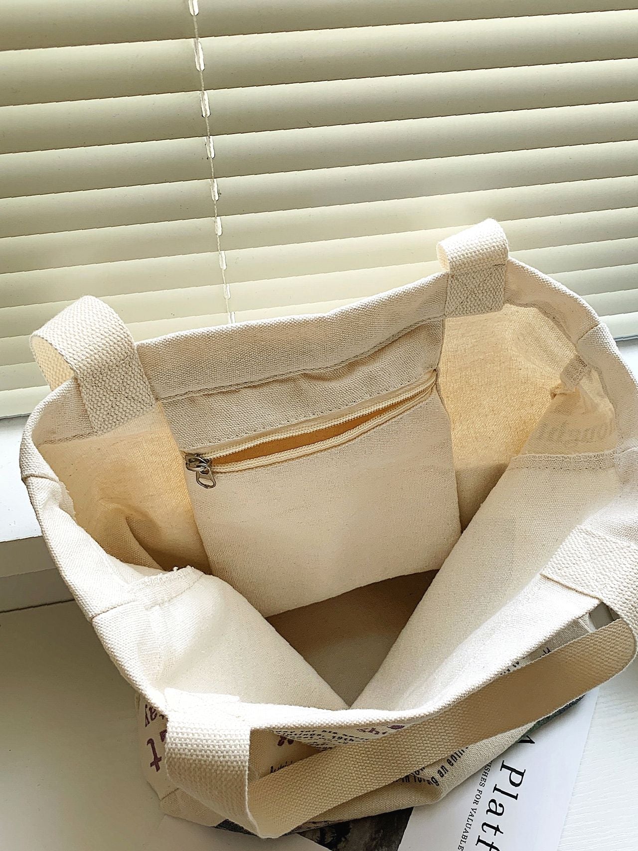 Maxct - Letter & Figure Canvas Shopper Bag  - Women Tote Bags