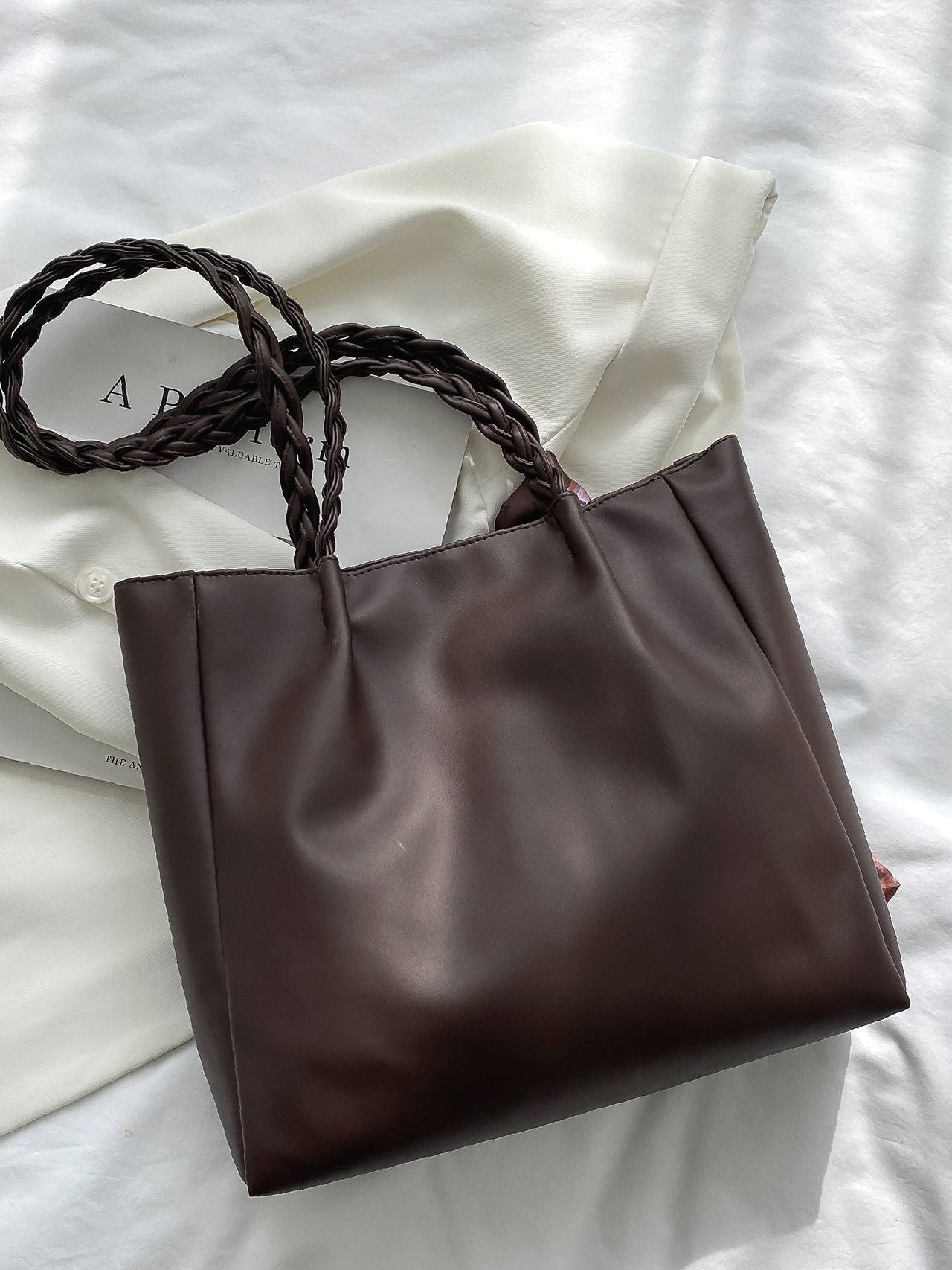 Maxct - Twilly Scarf Decor Shoulder Tote Bag  - Women Tote Bags