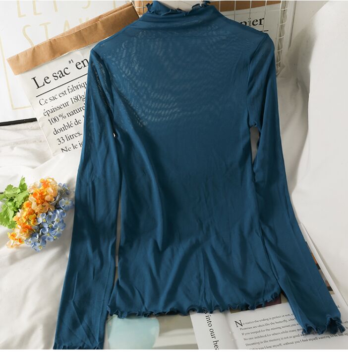 Maxct T Shirts Women Transparent Tops Long Sleeve Slim Turtleneck Stretchy T-Shirt Autumn Tees