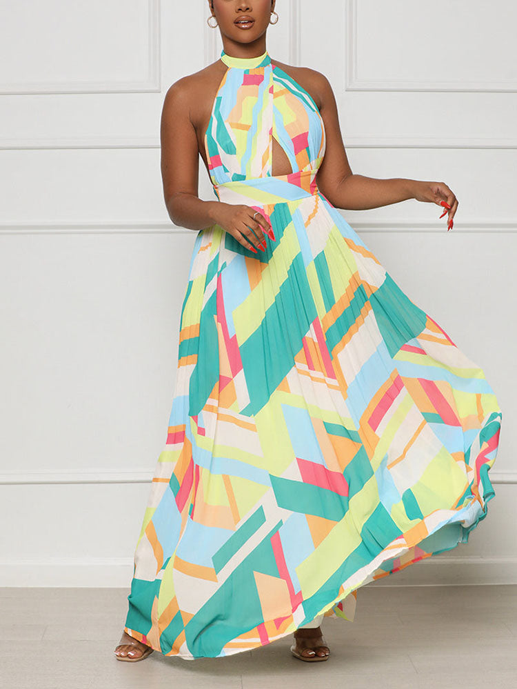 Halter Pleated Maxi Dress Maxct