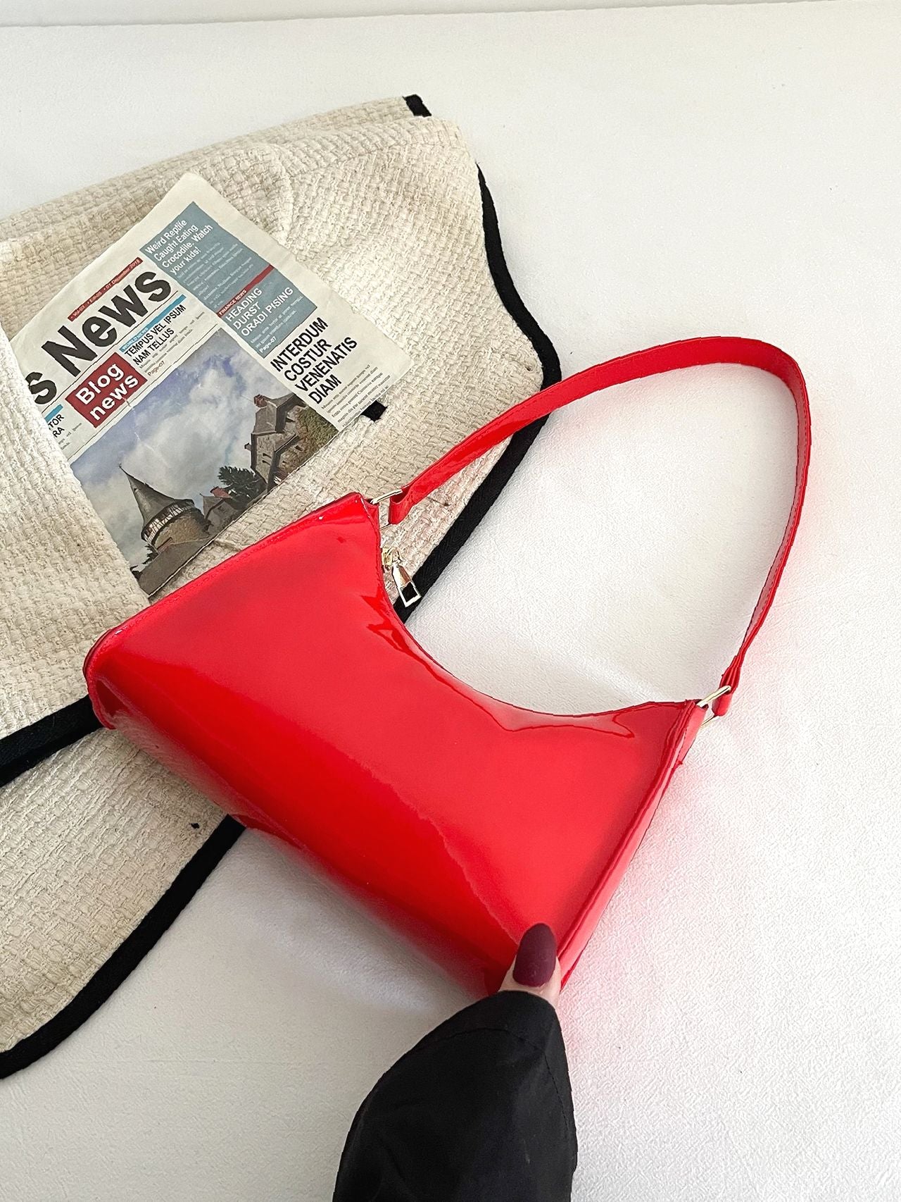 Bag For Love - Artificial Patent Leather Square Bag  - Women Maxct Bags