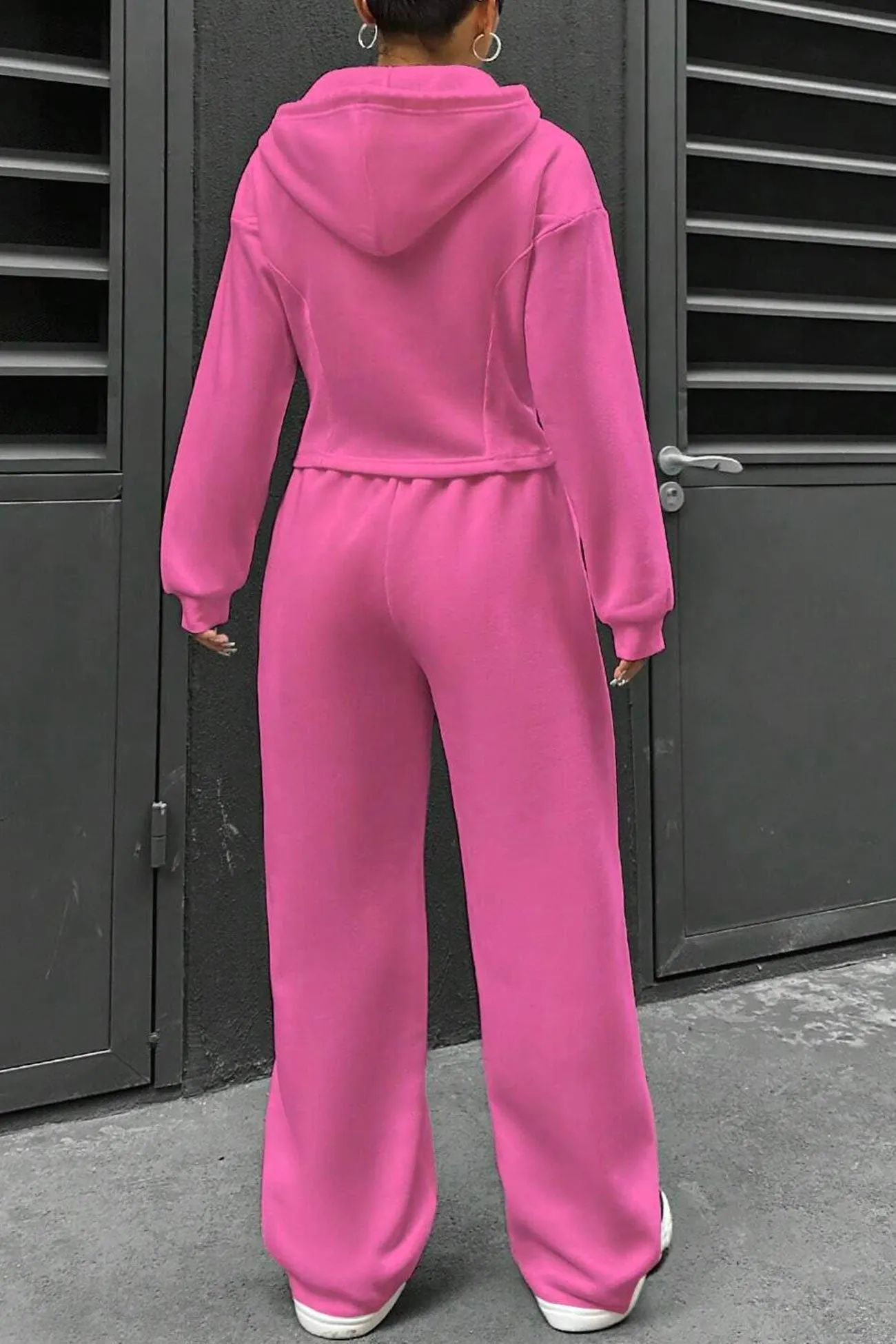 Maxct Solid Slim Fit Hoodie Pants Suits