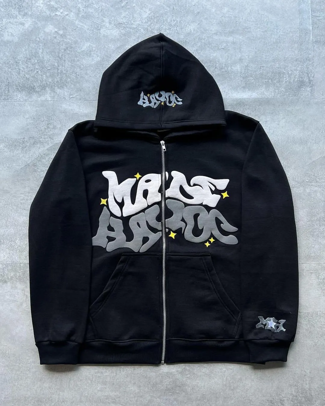 Y2K Zip Up Hoodie Harajuku Men Letter Graphic Printing Oversized Hoodie Sweatshirt Punk Rock Gothic Clothes Tops Streetwear