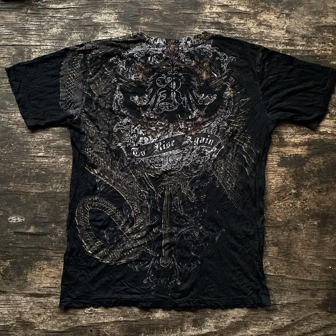 Women's T-shirts Street Gothic Dark Style Vintage Plus Size Loose Casual High Street Print Designs Y2k Summer Hip Hop Clothing Top