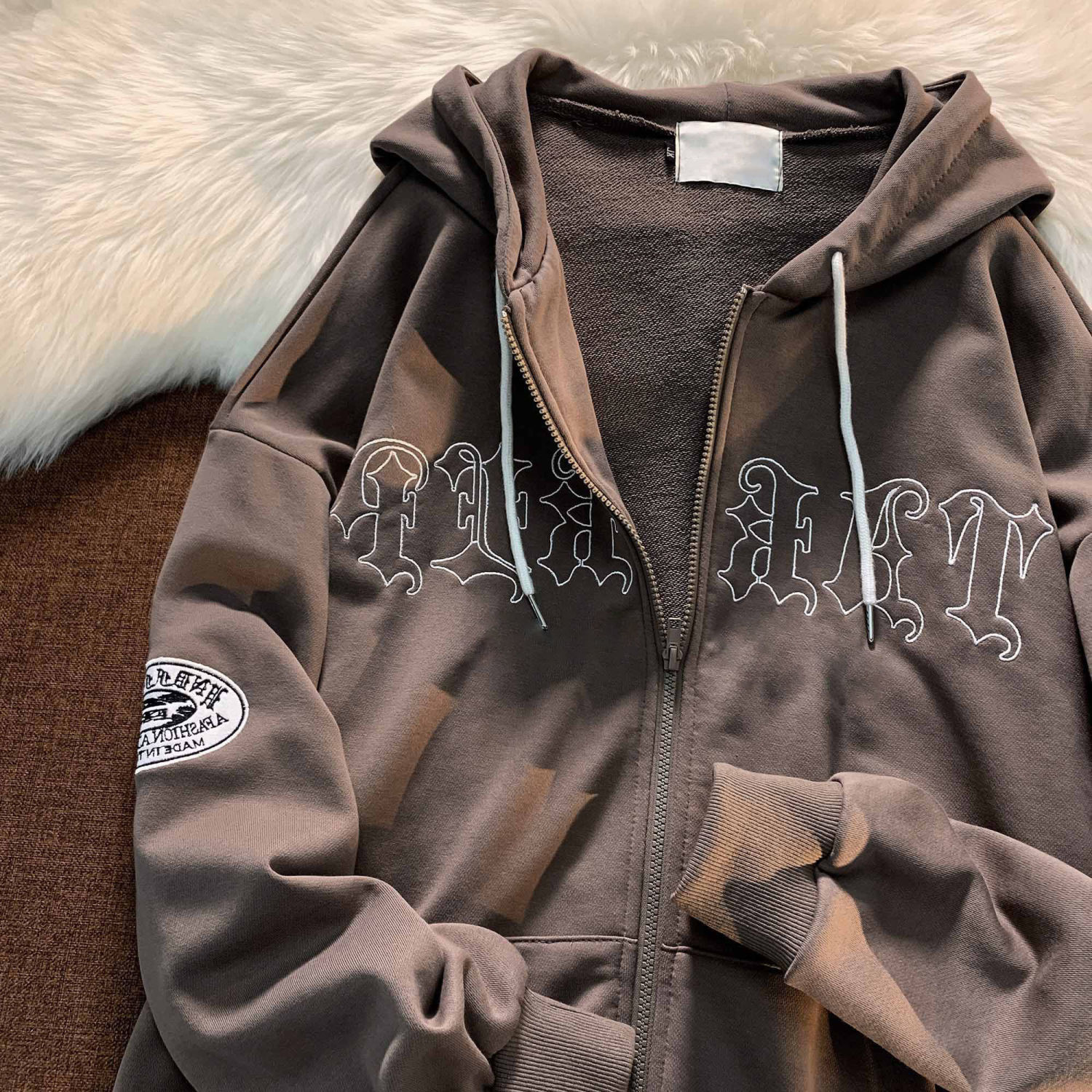 Maxct Print New Casual Top Vintage Y2K Simple Women Hoodies Korean Gray Autumn Thin Streetwear College Girls ins Lady gothic