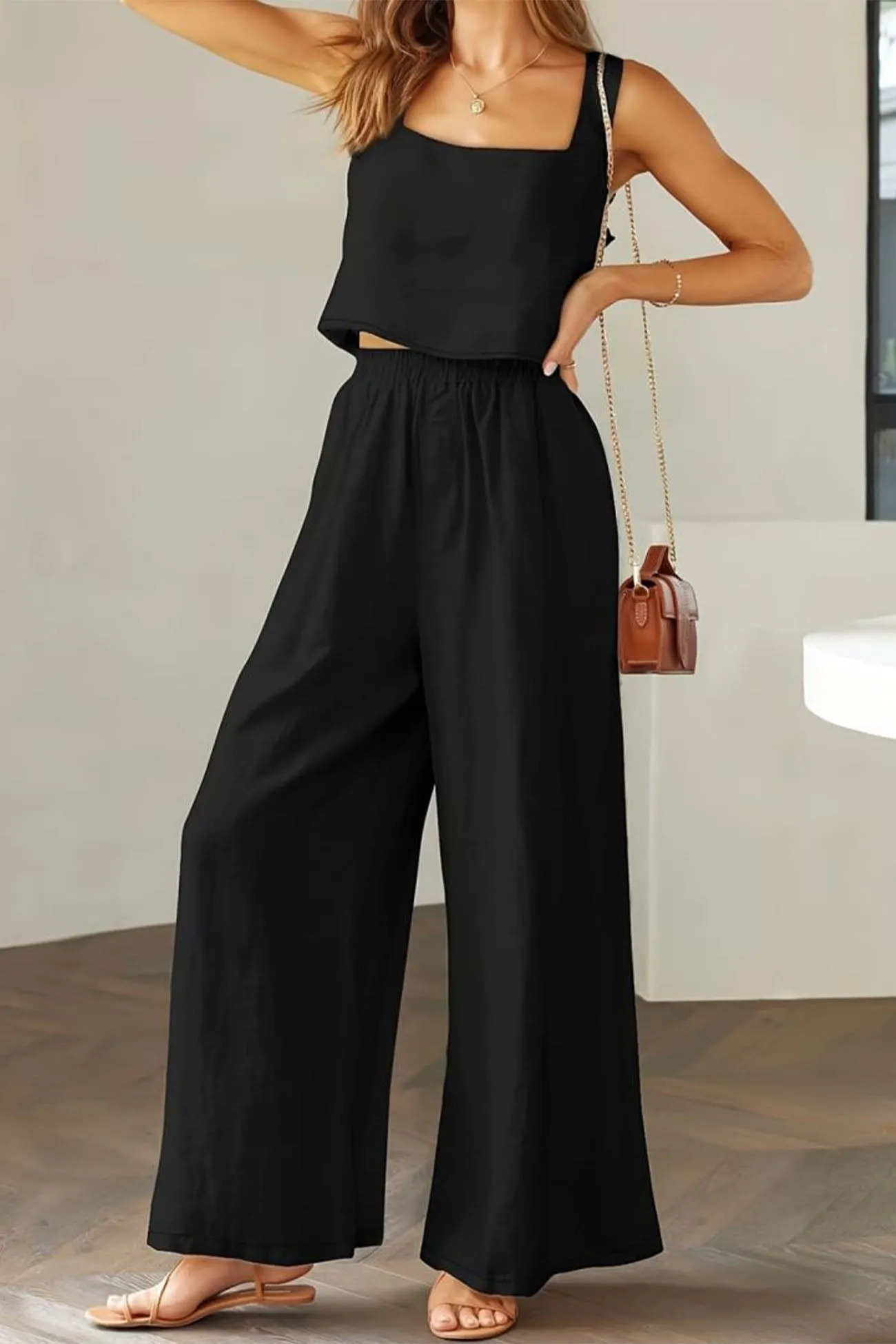 Maxct Square Neck Tank Top Long Pants Set