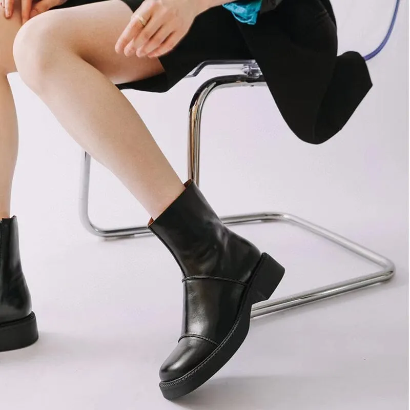 Retro Square Toe Platform Ankle Boots Maxct