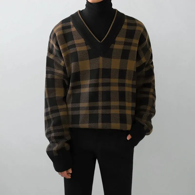 Maxct Kami No.7308 Plaid V-Neck Sweater