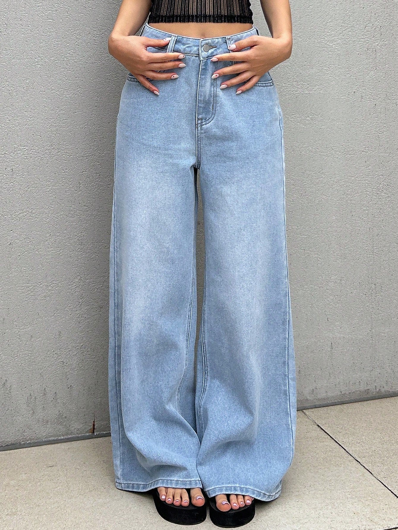 Maxct Women's Loose Fit Wide Leg Denim Pants With Pockets, Suitable For Daily And Casual Wear
