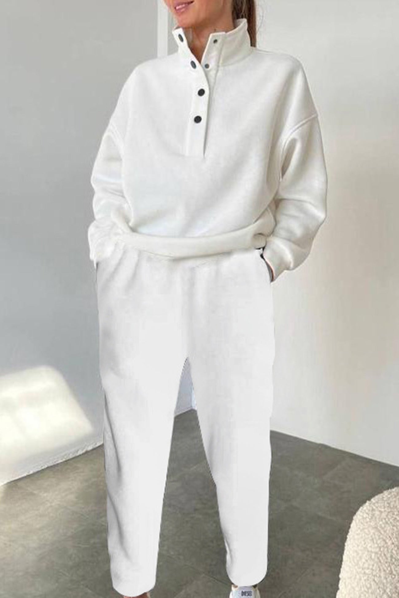 Maxct Stand Neck Button-down Sweatshirt Suits