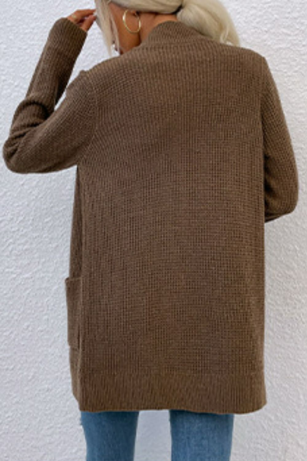 Maxct &Open Front Rib-Knit Cardigan with Pockets