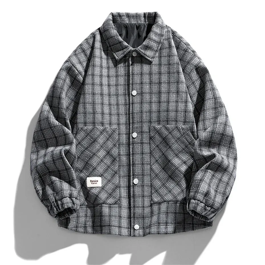 Maxct &AFLCZYU Plaid Woolen Light Jacket | S - 7XL
