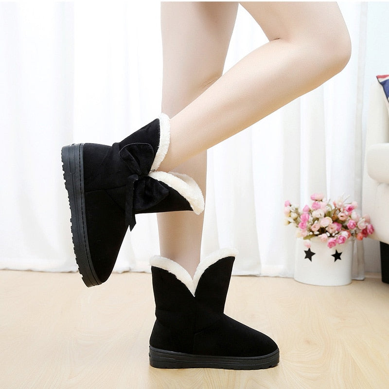 Suede Snow Boots With Bows Maxct