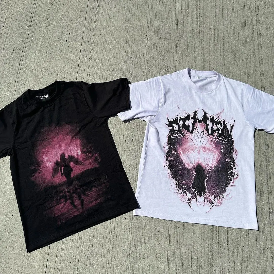 Maxct Y2k Women's Clothing Short Sleeve T-shirt Round Neck Oversize Print Top Streetwear Hip Hop Vintage Punk High Street Clothing hot