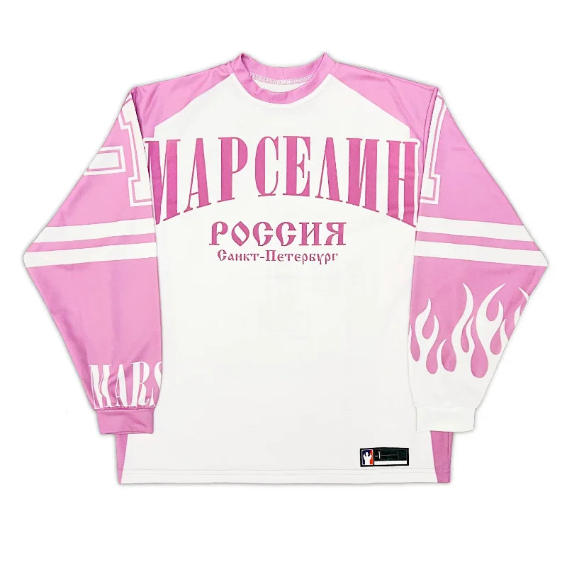 Maxct 90s Streetwear Y2K Street Jersey Fake Mesh Long Sleeve Men Women Retro Trendy Hip Hop Harajuku College Sport Pullover Oversized Unisex T Shirt 1017