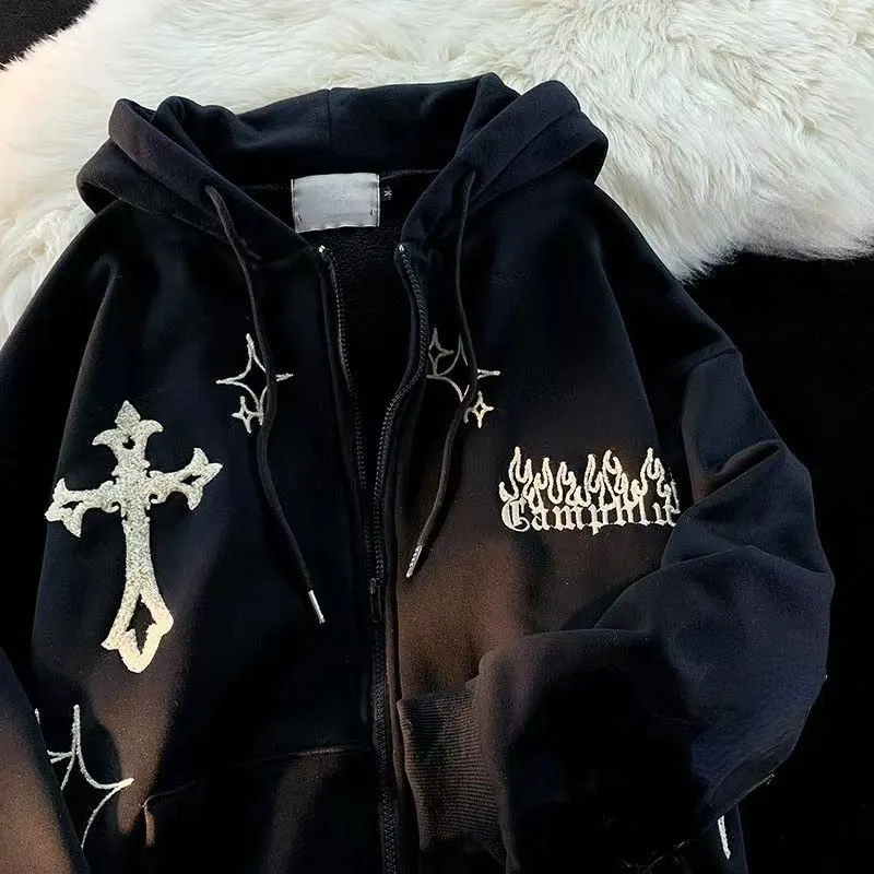 High Street Graphic Zip Hoodie for Women Maxct