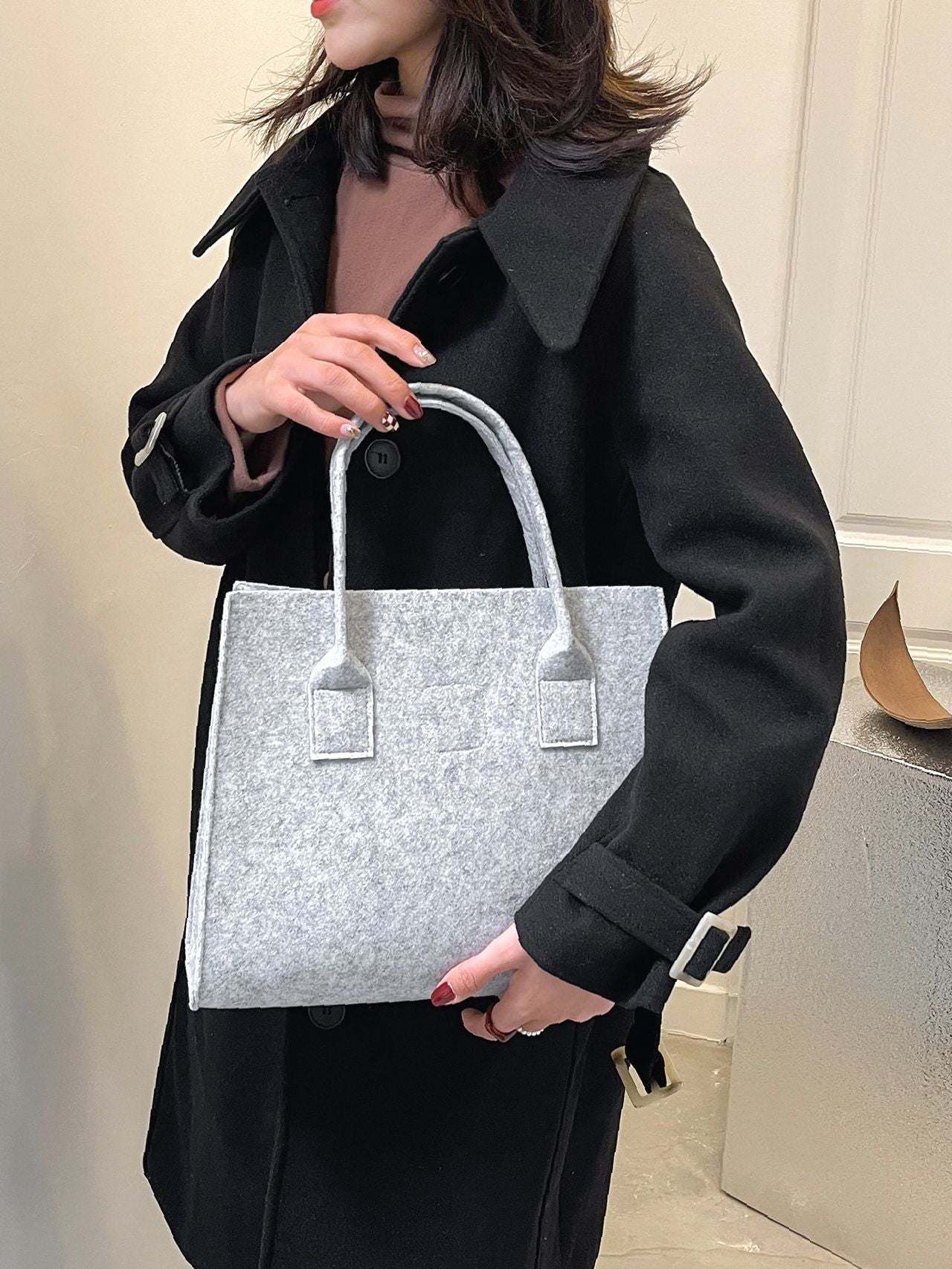 Maxct - Felt Vintage Design Top Handle Bag  - Women Tote Bags