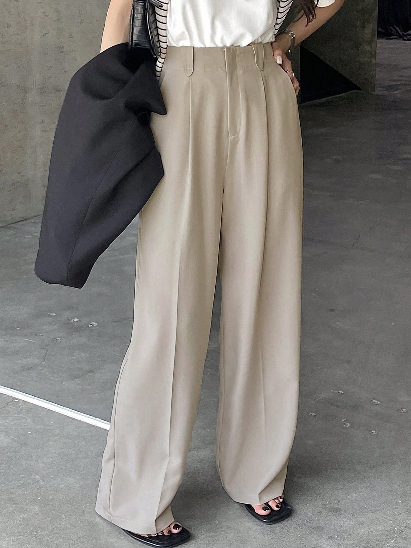 Maxct Women Fashion Loose Pure Color Daily Wear All-Match Office Pants
