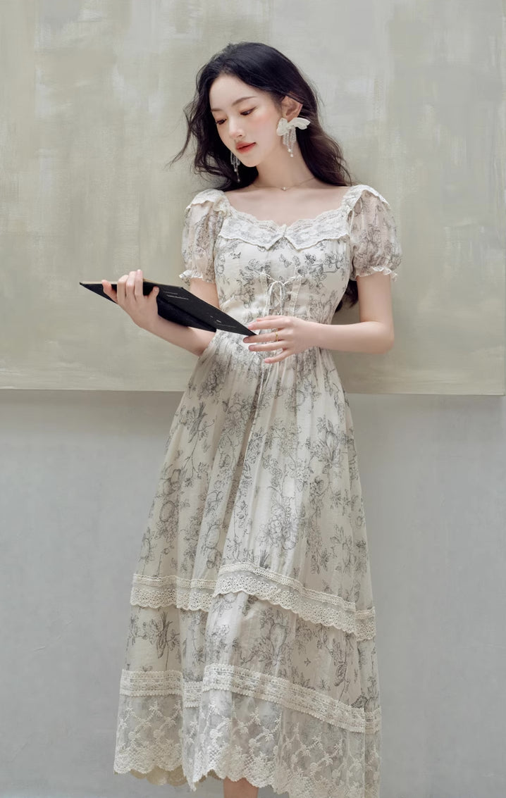 Porcelain Sketch Midi Dress Maxct