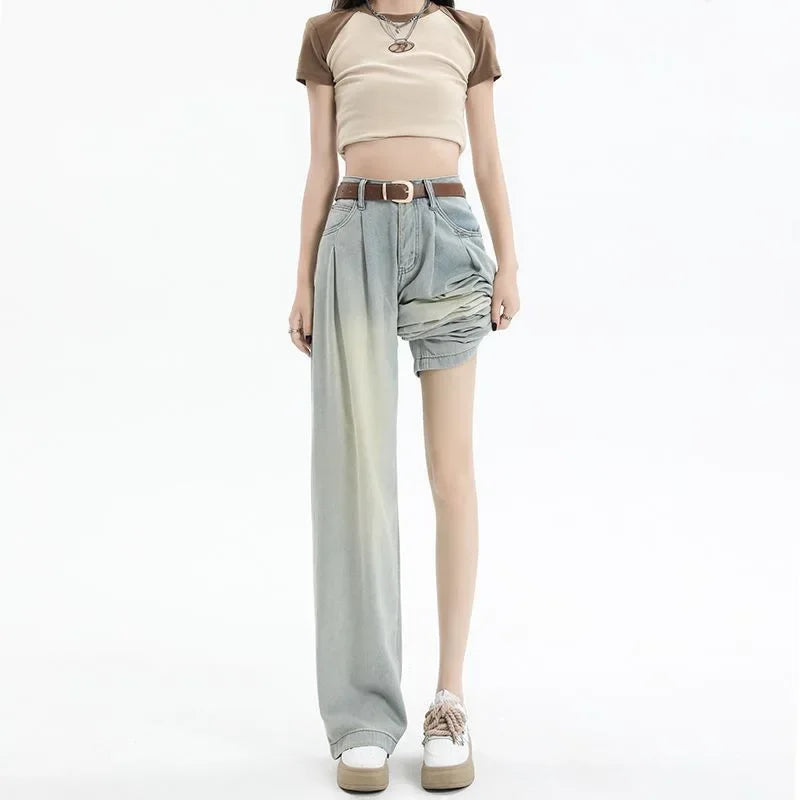 Women's High-Rise Non-Stretch Wide-Leg Jeans