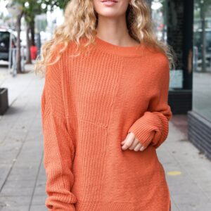 Maxct &Autumn Vibes Pumpkin Asymmetrical Knit Sweater