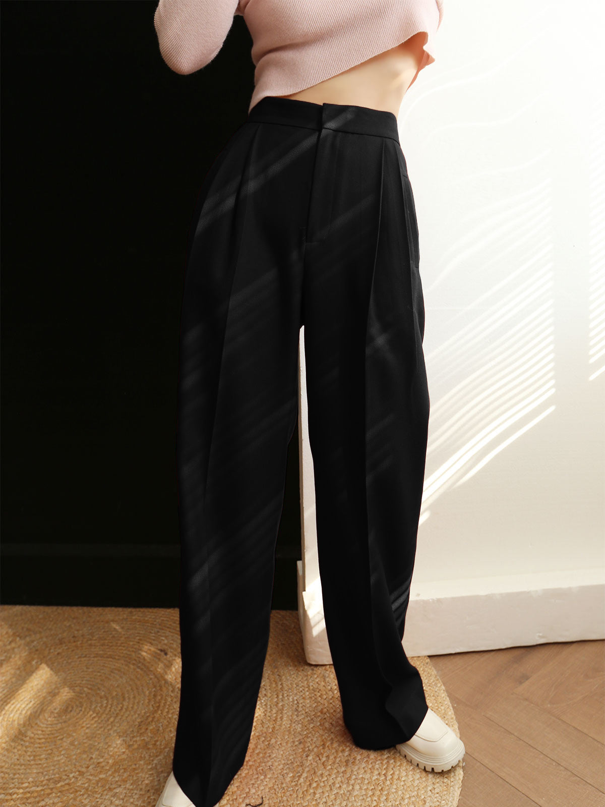 Maxct Middle Waist Pleated Tapered Pants
