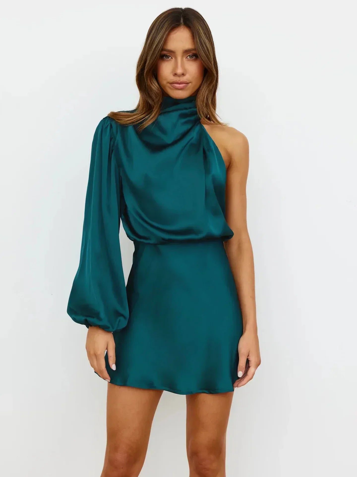 Maxct- Evening Dress Fashion New Style Satin Drop Toast Dress One Shoulder Off Shoulder Elegant Women's Bridesmaid Dress